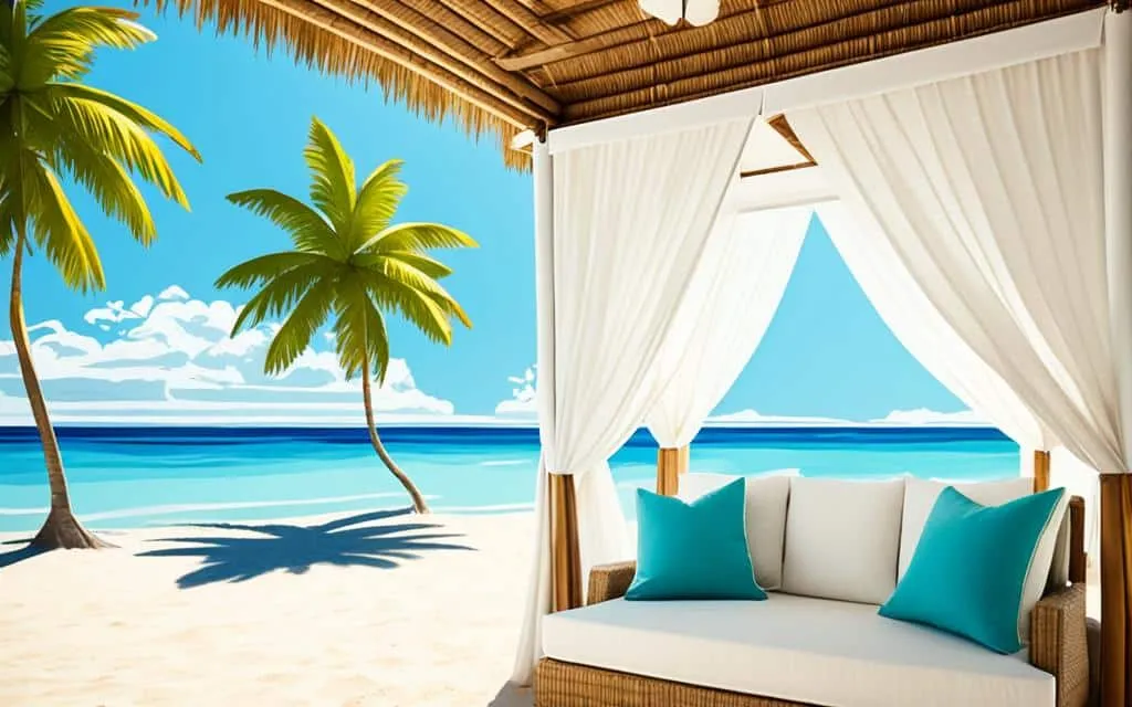Entspannung in einer Strandcabana mit Komfort und Schutz